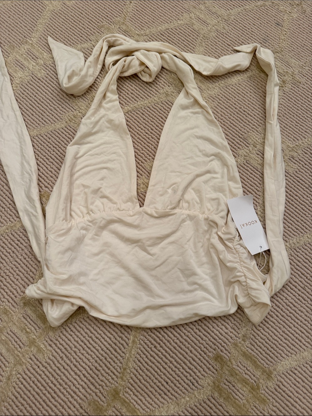 Kookai Cream Halter Tie Bralette